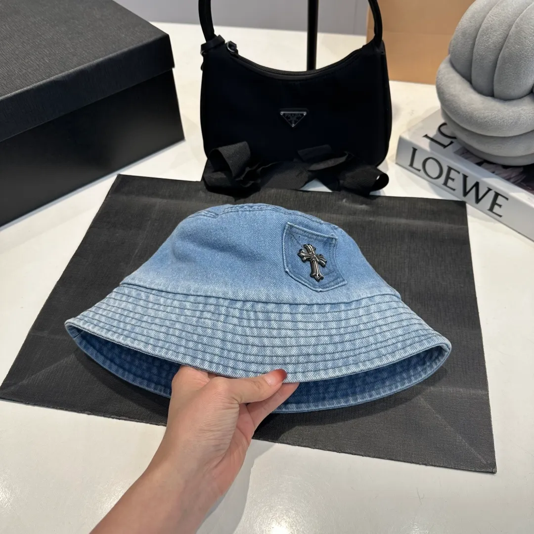 P70 Croxin spring and summer new denim fisherman hat, retro old street style, washed and torn edges, perfect for taking photos👑